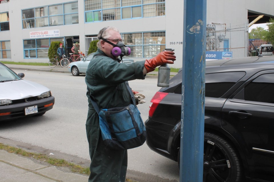 David Politt enjoys his new job removing graffitti. Photo Kenzie Colbourne.