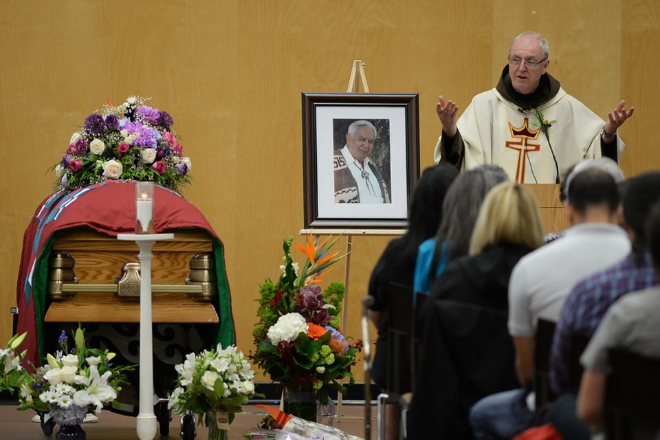 A funeral for former Musqueam chief Delbert V. Guerin was held at the Musqueam Community Centre Friday morning. Photo: Dan Toulgoet