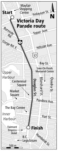 Victoria Day Parade route map