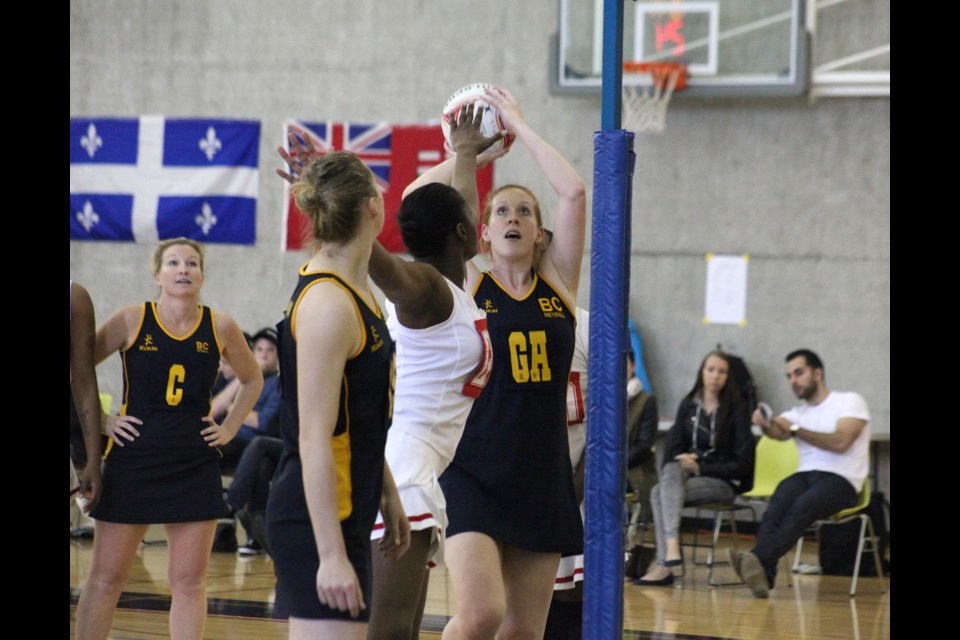 05-18-2014
Gold medal game, BC (dark jersey) vs. Ontario, Canadian National netball championships.
photo Jason Lang