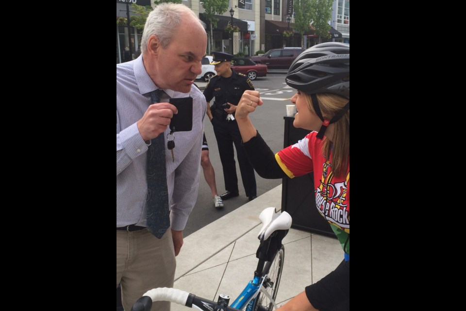 Jack Knox and I face off during the Bike to Work week commuter challenge.