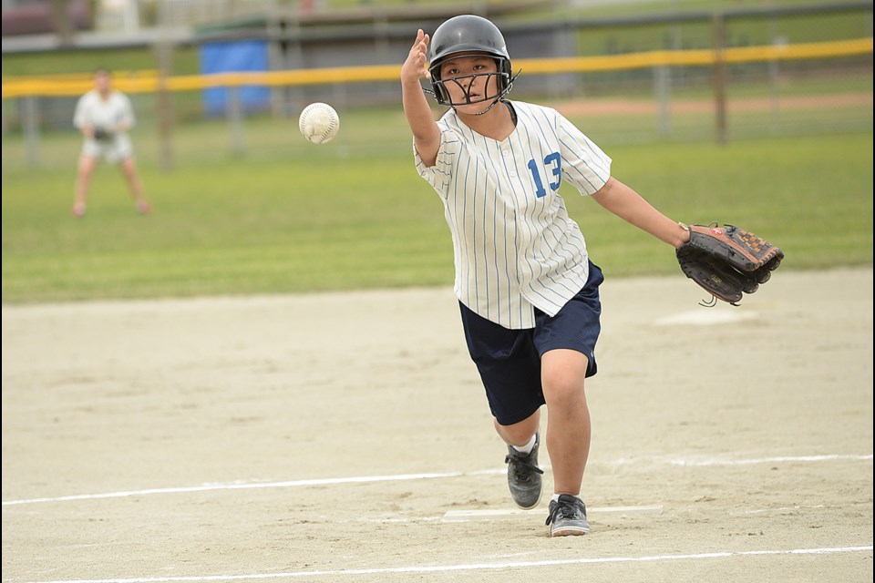 Thompson pitcher Katie Miguel Jose lets one fly in the senior girls softball championship at Memorial Park South on May 22, 2014.