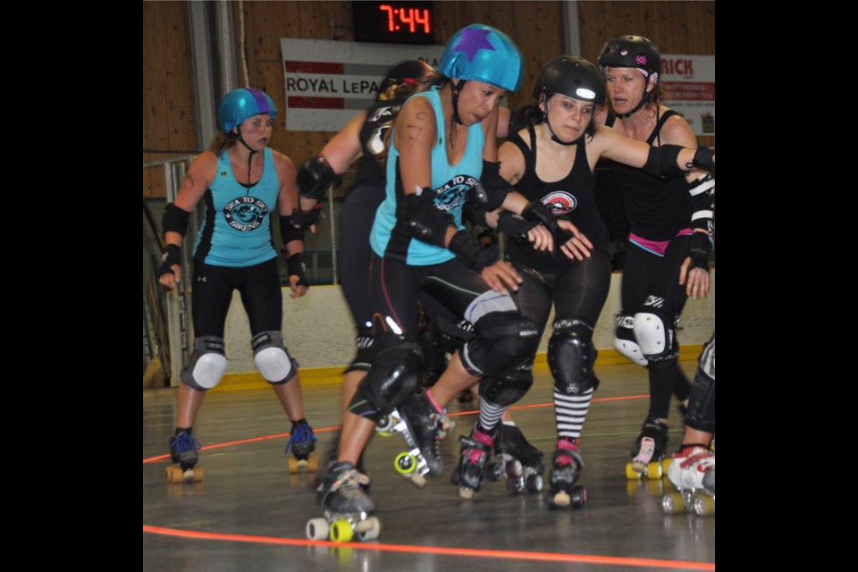 The Sea to Sky Sirens from Squamish defeated the Red Tide Warning Sunshine Coast Roller Girls 189-135 in roller derby action in Squamish on May 24.