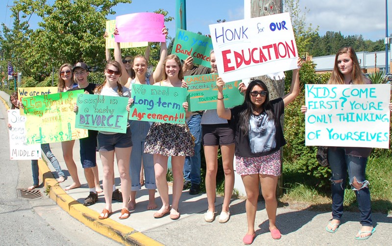 Christine Wood Photo Leadership students from Chatelech Secondary School organized a protest on Tuesday, June 3, to show how the teachers’ dispute is hurting students.