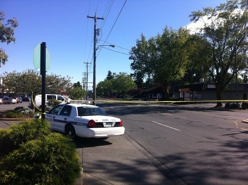 Saanich police set up a roadblock on Shelbourne between Pear and Church to investigate a suspicious