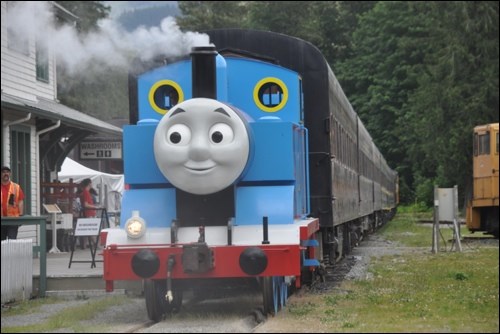 Thomas chugs into the station