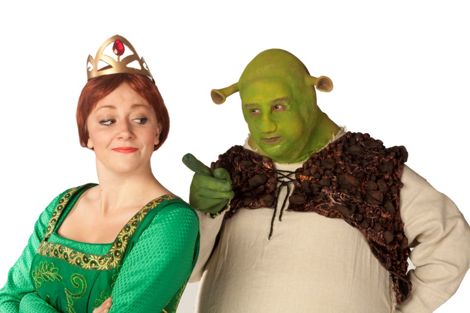 Lindsay Warnock and Matt Palmer as Princess Fiona and Shrek in this year's Theatre Under the Stars production of Shrek: The Musical.