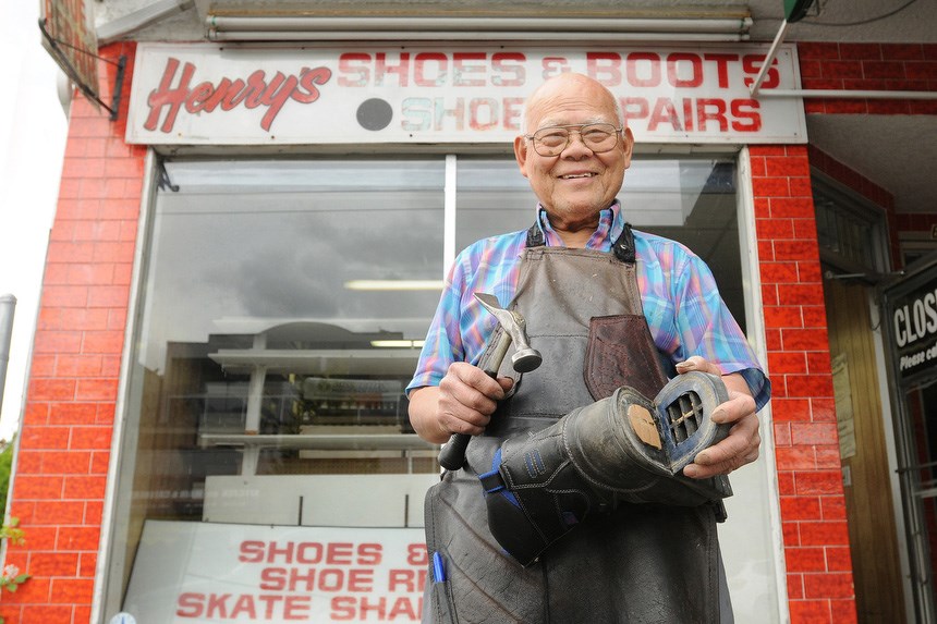 Working as a tailor wasn't enough to make ends meet so Henry Ng opened Henry's Shoes and Shoe Repair in the mid-60s. Photo Dan Toulgoet