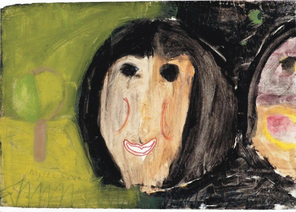 Painting by Myrna Cranmer, when she was a child at Alberni Indian Residential School.