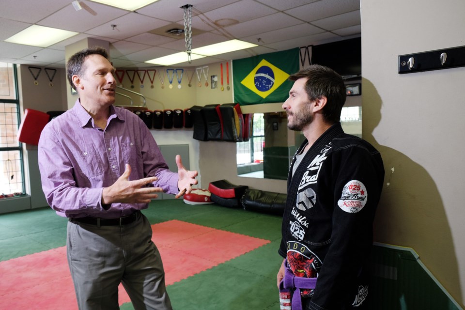 Tom gets schooled in Jiu Jitsu by Scott Boudreau of Budo Mixed Martial Arts on Hastings st.