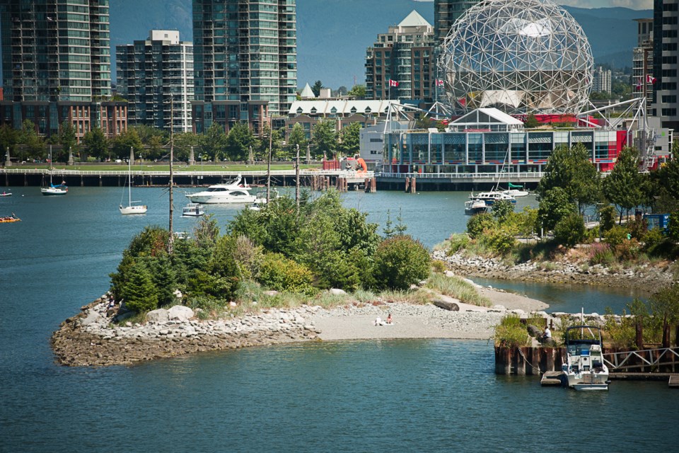 Habitat Island, just off of the Olympic Village, has gained the nickname “Beer Island” on account of its popularity with partiers. Photo Rob Newell.