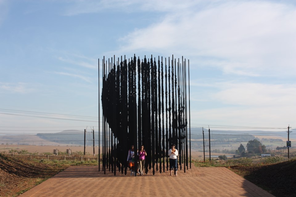 The highlight of the Mandela Capture Site in Howick, SA, is this memorial likeness of the former president made up from more than 50 iron rods. Photo Kevin Chong