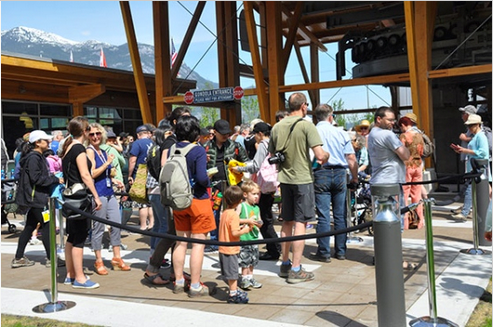 People gather to go up the Sea to Sky Gondola.