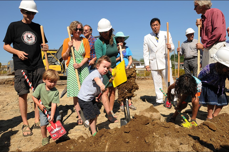 A ground-breaking ceremony for Vancouver's first cohousing complex was held July 16. Photo Dan Toulgoet