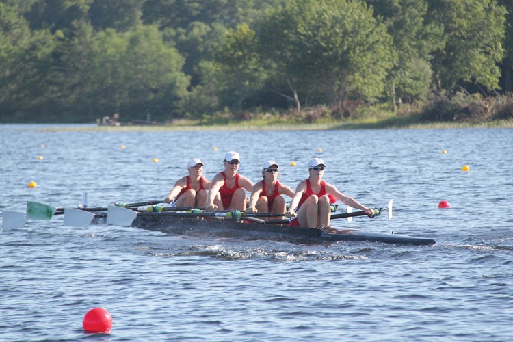Madison Mailey (right) helps power Canada's team to gold in the junior women's quad race at the CanAmMex Regatta held last week in Nova Scotia.