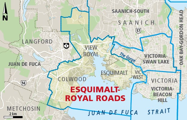 Esquimalt-Royal Roads riding map