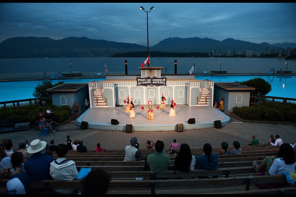 It’s the 79th year for the Kitsilano Showboat, situated right by Kitsilano Pool. Shows run four nights a week, weather permitting, from June 23 to August 16. “If you can think of a dance group, I’ve booked it,” said Showboat producer Barry Leinbach. “Tap dancers, ballroom dancers, Polynesian dancers — and that was just in the first week.” There is no admission, but donations are appreciated. Photograph by: Rebecca Blissett