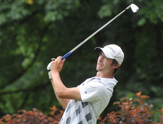 Michael Belle fires an iron during the B.C. Amateur Championships held last week at Seymour Golf and Country Club. Belle was leader or co-leader throughout the tournament but was caught on the final hole by Jordan Lu who went on to win on the fifth playoff hole.