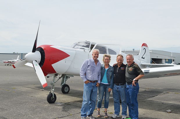 John Gallinger and Ruth VanBruksvoort are shown with Ross and Bud Granley. Ross took them up in his Yak-18.