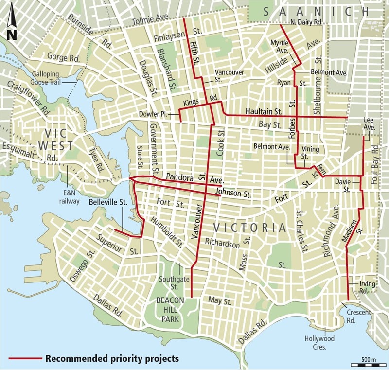 Victoria proposed cycling routes map