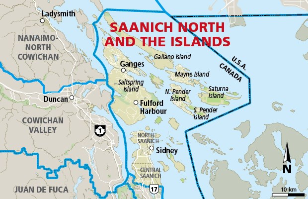 Saanich North and The Islands riding map