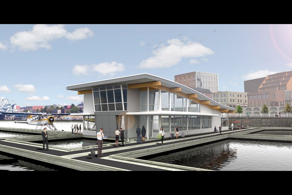 Artist's rendering of the proposed Victoria Float Plane Terminal near Ship Point.