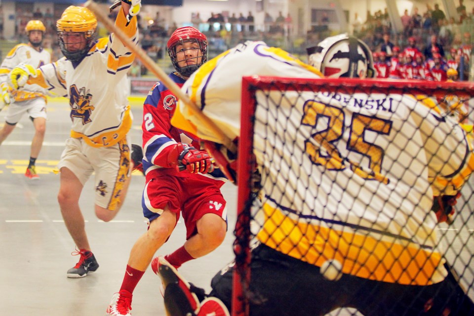 Coquitlam Adanacs VS New West Salmonbellies in Game 4 of their playoffs held at Poirier Arena in Coquitlam