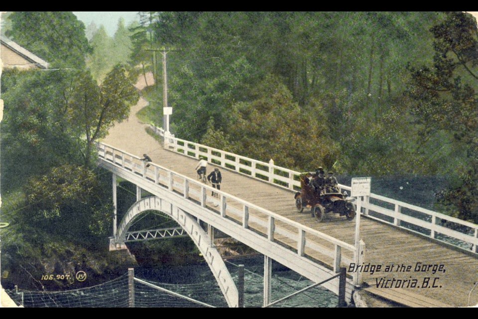 A view of the Tillicum Bridge on the Gorge dated July 1911. — Verna Kazakoff