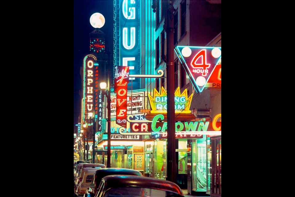 Neon used to rule the night in Vancouver, especially on the famous Granville Street entertainment strip. At one time the city was second only to Shanghai for the most neon signs.