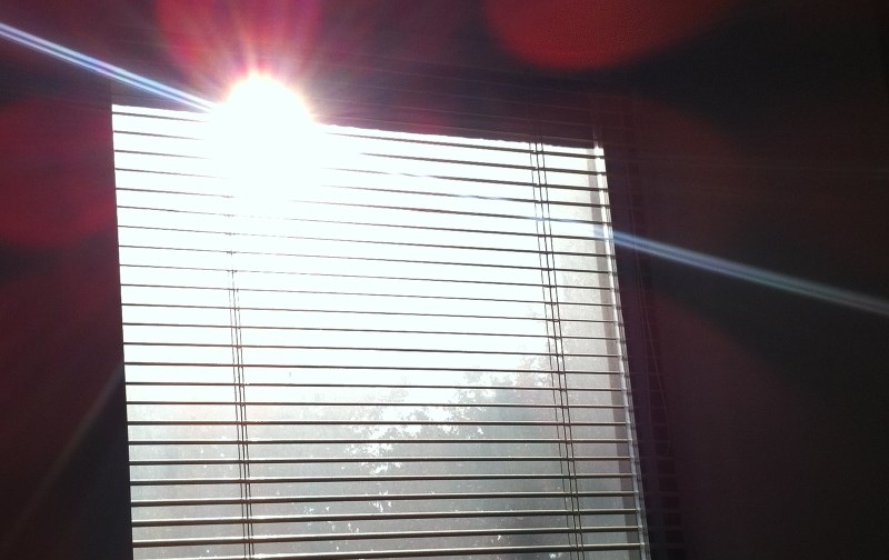 Sun shining through window blind, photo