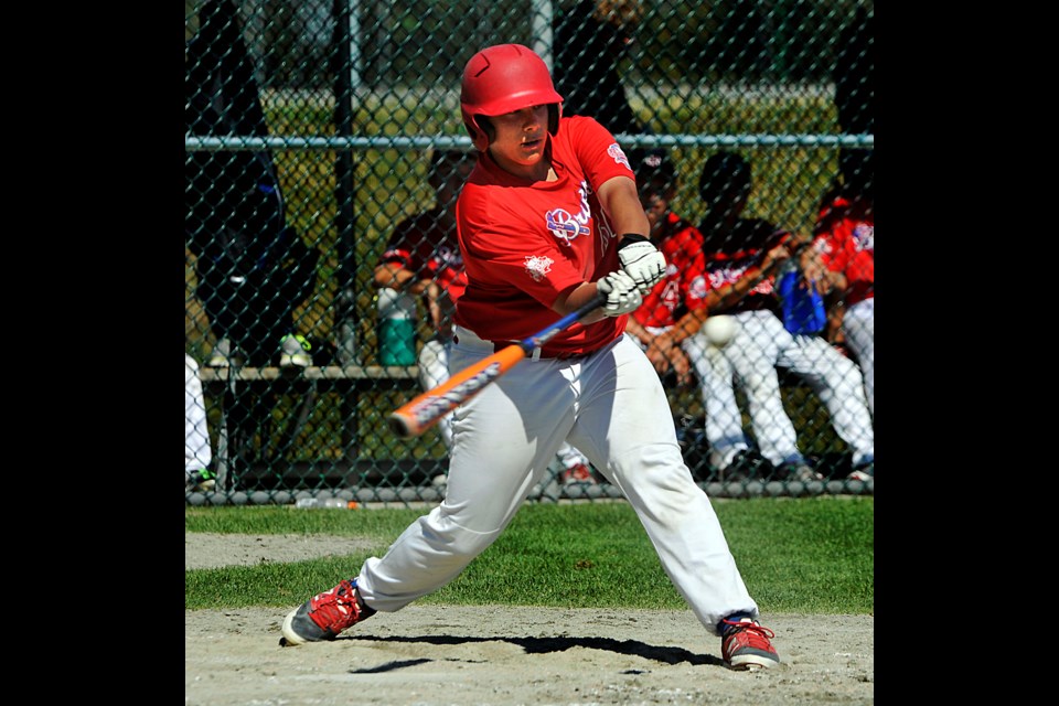 080214 - Burnaby, BC
Chung Chow photo
BC Minor Baseball U-15 AA Provincial Final at Kensington Ball Diamond.
Burnaby Braves vs Cloverdale
If Braves had won this game they would've been in a 5-way tie for first, but they didn't have the energy to play after losing a 3.5-hour game the night before against Duncan.
Braves #66 at bat.