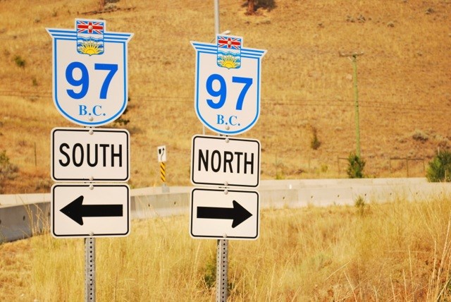 Highway signs in the Okanagan