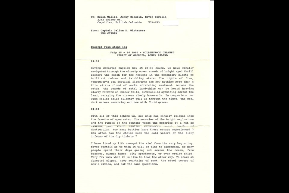 Reply from message in a bottle, page 1