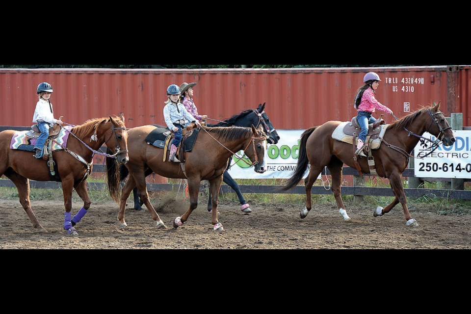 Warm-up before the start of the Little Britches Rodeo at Nukko Lake on Saturday. Citizen photo by Brent Braaten
