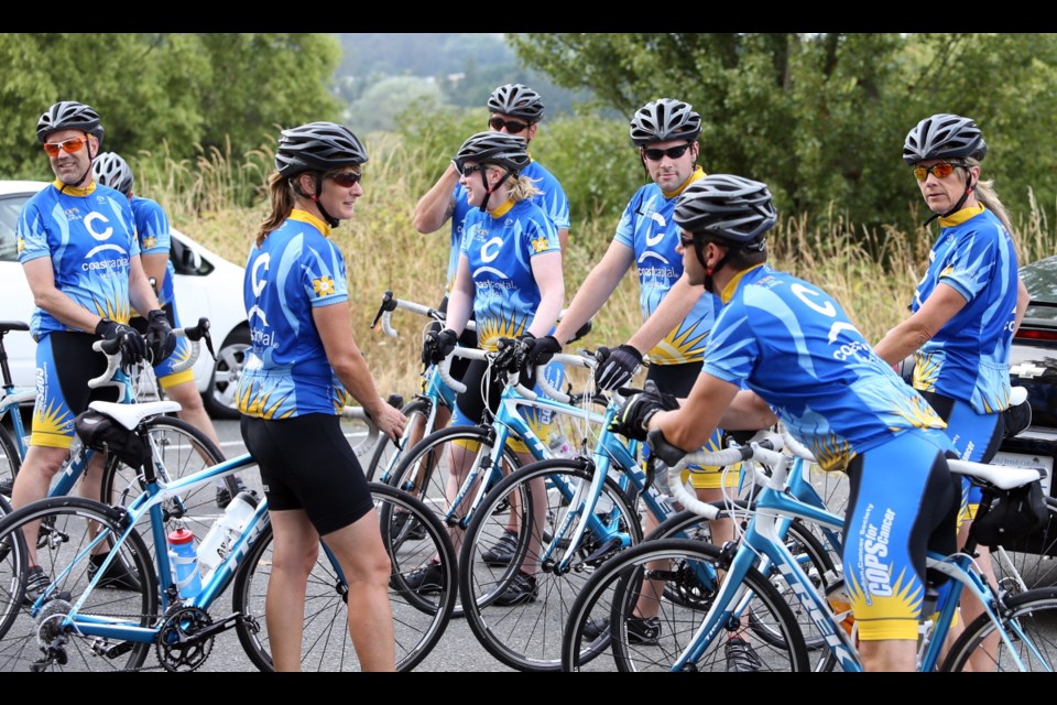 This year's Tour de Rock cyclists take a breather from a recent training session. In the last six months, they have clocked about 2,770 kilometres over 64 training days.