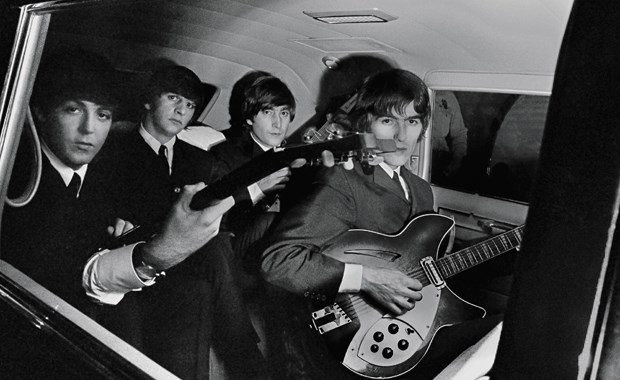 The Beatles in limo in Boston, Mass. on Sept. 12, 1964.