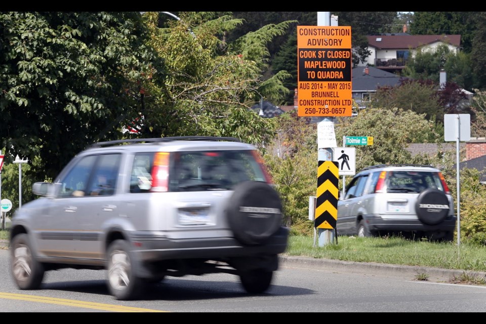 A nearly $5-million upgrade to a section of Cook Street in Saanich will close the busy road to general traffic, starting early next week until May 2015.