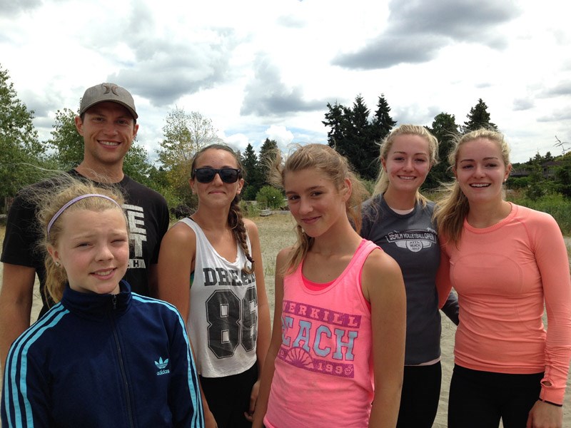 Local beach volleyball players have had a successful summer of instruction and competition. Pictured is coach Mischa Harris with local players Sophie Fiedler, Ella Dufresne and Carina Breuer, with the McNamara twins (Megan and Nicole) at right.