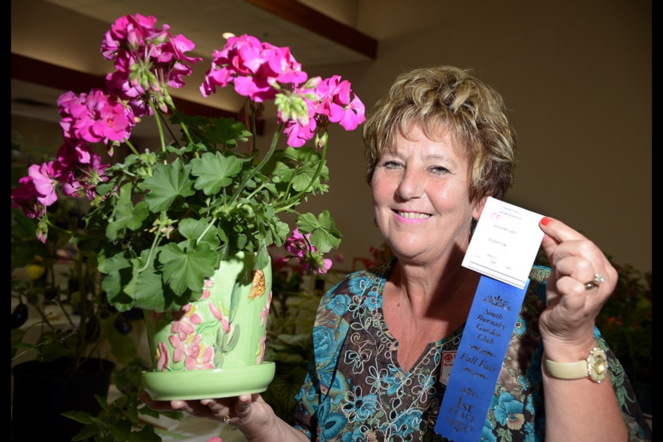 Burnaby's Judy Vander won first place in the zonal geranium category at the South Burnaby Garden Club's annual fall fair.