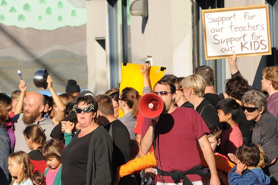 Parents, students and teachers took part in a march this morning (Sept. 12) along Hastings Street in support of striking teachers.