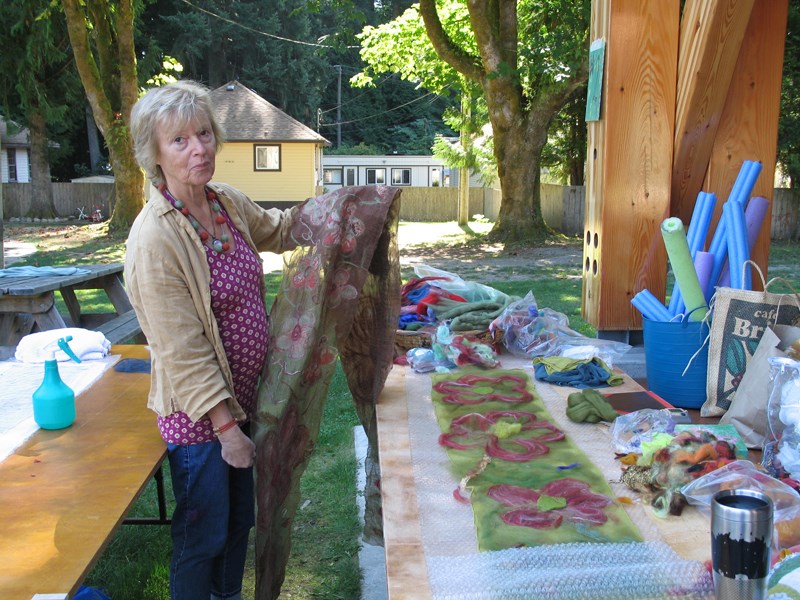 Coast artist Ursula Bentz shows her examples of nuno felting.