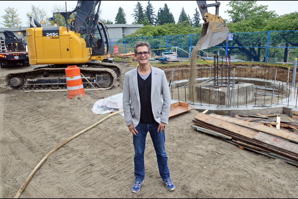 SFU physics professor Howard Trottier visits the construction site of the Trottier Observatory at SFU's Burnaby campus.