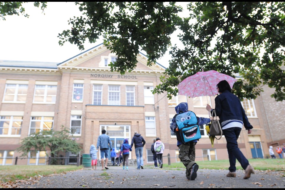 First day of class at Norquay elementary on Monday morning (Sept. 22). Photo: Dan Toulgoet