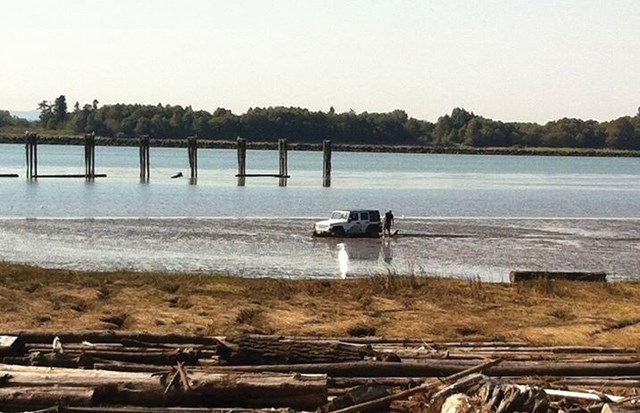 Jeep in River