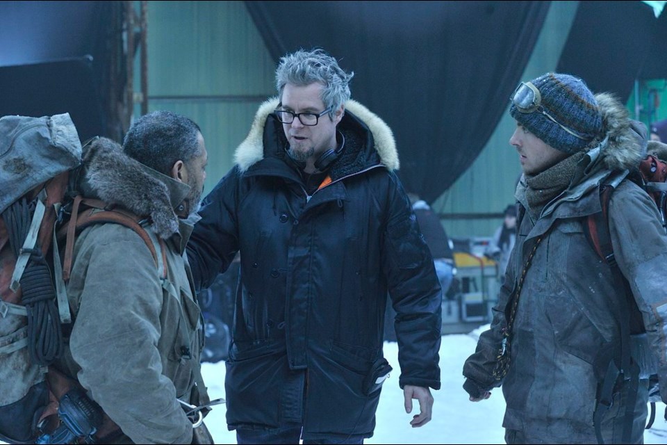 Director Jeff Renfroe, centre, with actors Laurence Fishburne and Kevin Zegers shot The Colony in northern Ontario, partly in a NORAD bunker.