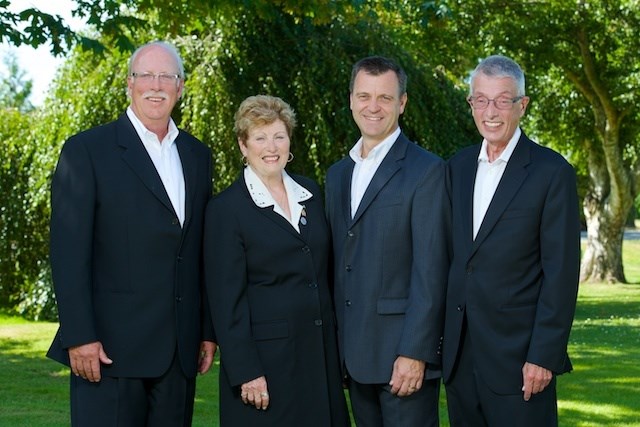 Mayor Lois Jackson (second from left) has announced she is running for a sixth in November's municipal election. She will be running with the Delta Independent Voters' Association (DIVA) slate that includes incumbent councillors Ian Paton (far left) and Robert Campbell (far right) and newcomer Rod Binder.