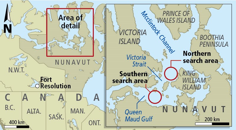 Franklin expedition search map