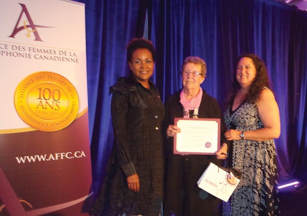 Marielle Demorest receives her award from former Gov. Gen. Michaëlle Jean. Photo submitted