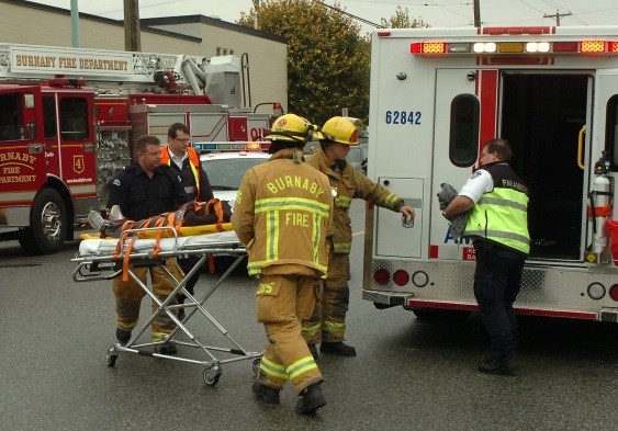 Burnaby Fire Department with ambulance