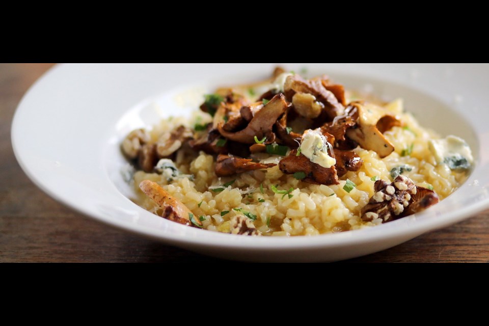 Risotto with chanterelle mushrooms, gorgonzola and walnuts is delicious as a main course or served as an accompaniment to grilled steak. Just don&Otilde;t rush the risotto.